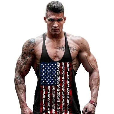 Stringer Gym Mens Bodybuilding Tank Top Solid Singlet Y-Back Muscle Racer-back • $0.99