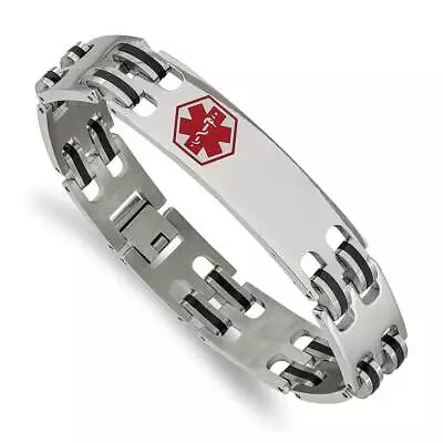 Stainless Steel Black Rubber Red Enamel 8.25  Medical ID Bracelet 8.25  • $159