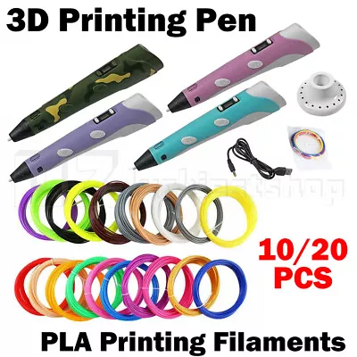 $14.92 • Buy 3 Free Filaments LCD Screen Doodle Drawing Kid Gift 3D Printing Pen Set Printer