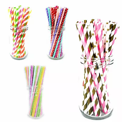 £1.99 • Buy 25x Retro PAPER STRAWS Biodegradable Vintage Party Birthday Christmas Tableware