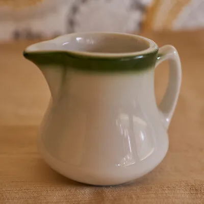 Sterling Vitrified China Restaurant Ware Creamer Green & White (1972) • $6