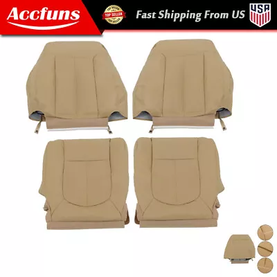 For 2011-2016 Ford F250 F350 Lariat Tan Leather Seat Cover Front Bottom Top • $84.80