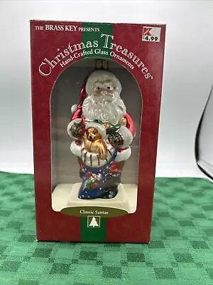 Vintage Brass Key Santa Claus Hand-Crafted Glass Christmas Tree Ornament 2000 • $9.12