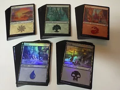 100 FOIL Basic Lands - MTG Magic  - 20 Swamp Mountain Forest Plains Island • $12.99