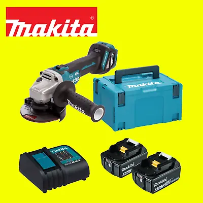 Makita DGA463STJ Brushless Angle Grinder Kit 2x BL1850B Batteries+Charger & Case • £329.99