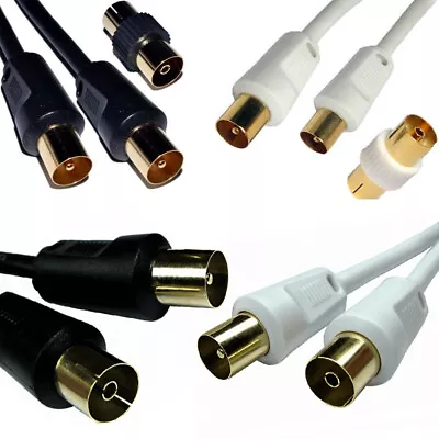 Coaxial TV Aerial Cable RF Fly Lead Digital Male To Female Extension 1m - 50m • £2.45
