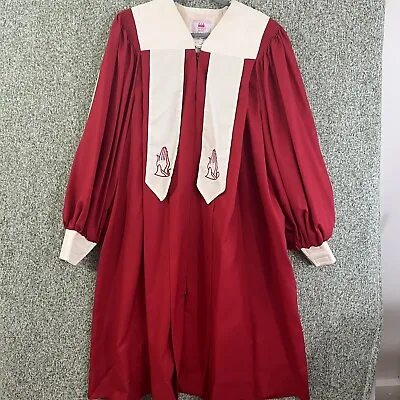 Murphy Robes Size 48 Vintage Red Clergy Choir Gown Embroidered Prayer Hands • $71.24