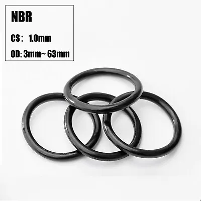 1mm Cross Section O Rings NBR Nitrile Rubber 3mm -63mm OD Oil Resistant Seals • £1.98