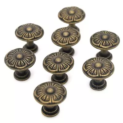 8 Pcs Vintage Antique Brass Knobs - Cabinet Handles - Drawer Knob Pulls New • $19.27