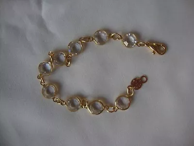 Vintage Austrian Crystal Bezel Clear/colorless Crystals Gold Tone Bracelet 7  • $8.99