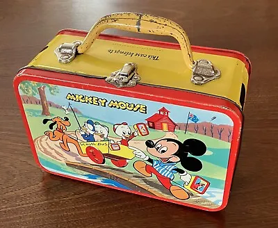 1954 Mickey Mouse Lunch Box Only - YELLOW HANDLE Vintage • $160