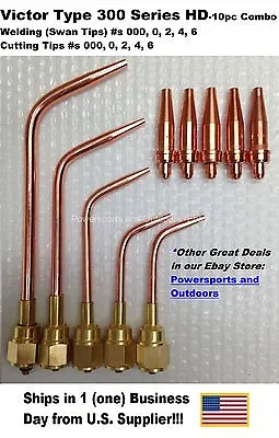 Victor Type HD (300 Series) Torch Tip Set (WeldingCutting) #s 000/0/2/4/6-10pc • $94.99