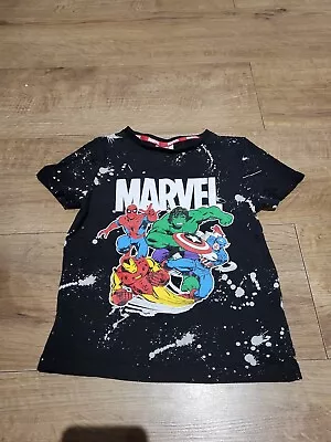 Lovely Boys Marvel Comics Super Hero Children Black Tshirt Size 4 Years • £3.30