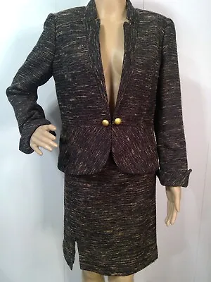 Vintage Exclusive Mary Kay Black/Gold Metallic Tweed Director's Suit Set Size 8 • $75
