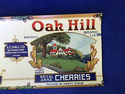 OLD Original VINTAGE Fruit Label CRATE Oak Hill CHERRY Massachusetts ROYAL ANNE  • $11.11