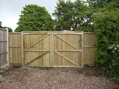 Wooden Double Gates Driveway Garden Treated Ready To Fit Heavy Duty Fully Framed • £249.90
