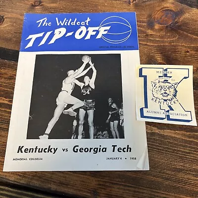 1958 NCAA Champs Kentucky Wildcats Vs Georgia Tech Basketball Program Vintage • $12