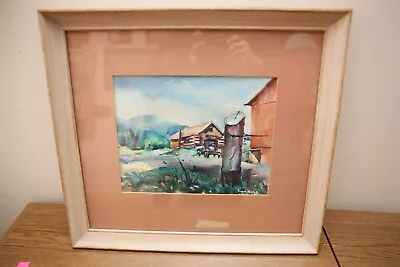 JOHN CUTHBERT HARE 1900's WATERCOLOR PAINTING VERMONT   BARNYARD    17  X 19  • $262.50