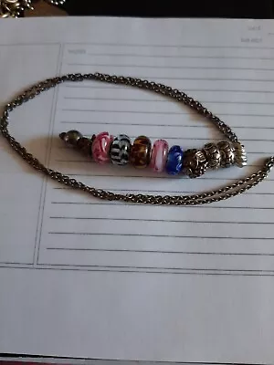 $200 • Buy Trollbeads Fantasy Necklace 10 Beads Spacers Stopper Murano Wine Harvest Flower
