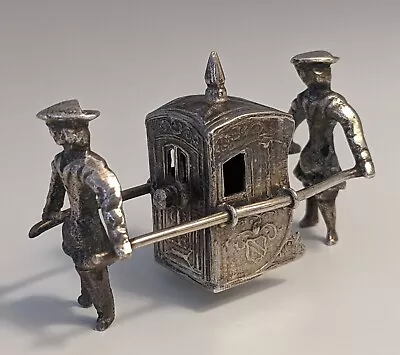 Antique European Silver Miniature Embossed Sedan Chair Carried By 2 Men • £10