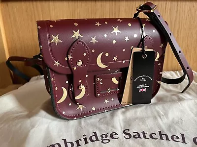 The Cambridge Satchel Company Micro Bag In Burgundy Oxblood Leather Gold Stars • £68