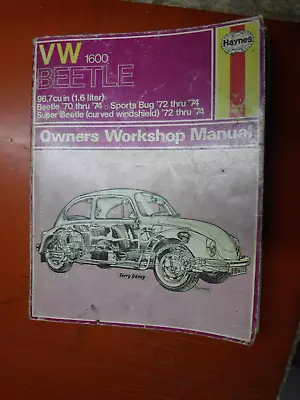 1970-1974 Vw Beetle Volkswagen 1600 Haynes Repair Manual Service Damaged • $13.99