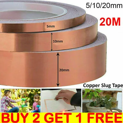 Slug Tape Adhesive Copper Tape Repel X Longer 20m Roll- Minimum Effective Width • £0.99