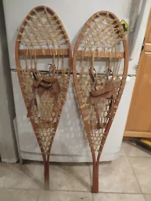 Vintage Wooden Snowshoes Size   42` Long By  11`` Wide  Nice   (3804 • $59.99