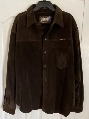 Vintage SCHOTT Brown Snap Front Suede Western Rancher Shirt Jacket USA Mens Lg • $174.99