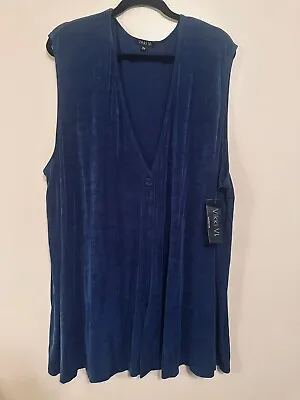 Vikki Vi Classic Stretchy Vest Women's Plus 3X Blue Button Closure USA NEW • $39.99
