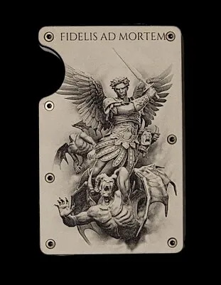 Engraved USA  St. Michael- Slayin Demons  Slim Wallet RFID Blocking Police • $27.99