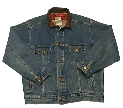 VTG Marlboro Country Store Western Style Denim Jean Jacket Leather Size Medium  • $25.99