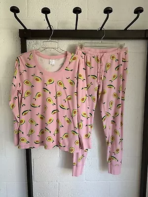 Hannah Andersson Pajama Set Pink Green Avocado Adult SIZE XL Top & M Bottom • $25.99