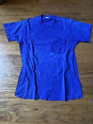 Vintage Blank Purple Pocket Tee Shirt Single Stitch 70s 80s S/M  Distressed • $35