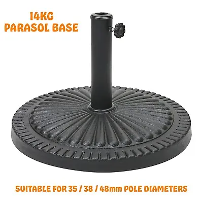 14kg Parasol Base Umbrella Stand Patio Garden Heavy Duty Weighted Black Outdoor • £18.85