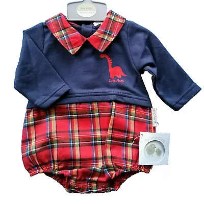 Baby Boy Tartan Outfit Red Dinosaur Romper Scottish Nessie Newborn 0 3 6 Months • £14.95