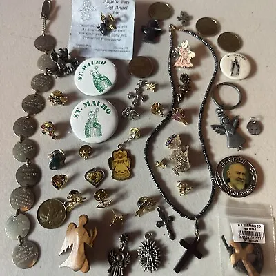 Vintage To Modern Religious Jewelry Lot Medals Pendants Pins 43 PCS • $25