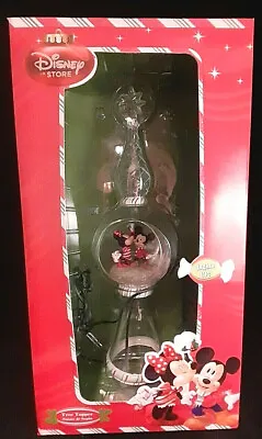 Disney Store Mickey/Minnie Mouse Lighted Glass Christmas Tree Topper~NEW IN BOX! • $135