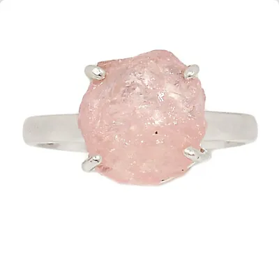 Natural Morganite Rough - Madagascar 925 Silver Ring Jewelry S.9 CR23773 • $15.99