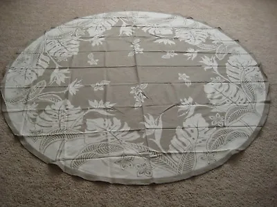 $27.95 • Buy Hawaiian Tropical Flora Fabric Tablecloth 70  Round Taupe Color Bird Of Paradise