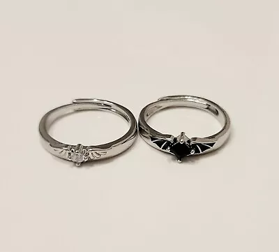 ANGELS And DEMONS Couple Rings Matching Couples Adjustable Wings Promise Rings • $15