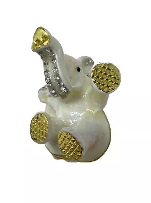 Bridgman Treasures Enameled Pewter Bejeweled Elephant Trinket Box • $22.89