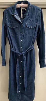 J Crew Denim Shirtdress Dress 4 Small  Button Front Tie Meghan Markle M0535 NEW • $169