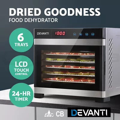 Devanti Food Dehydrator Stainless Steel Jerky Dehydrators Fruit Dryer 6/10 Trays • $130.95