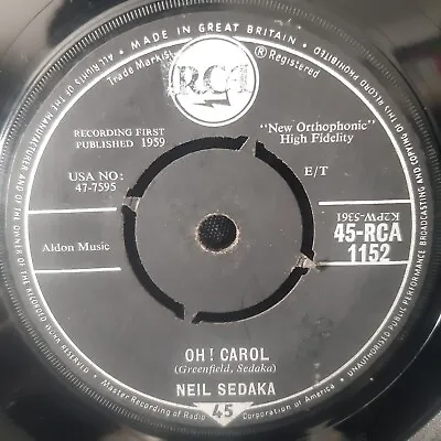 Neil Sedaka - Oh! Carol / One Way Ticket - 1959 Pop RCA 7  Vinyl • £1