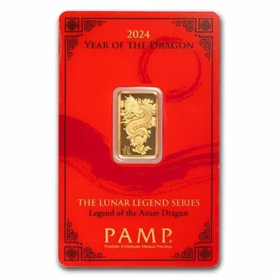 2024 5 Gram Gold Bar - PAMP Lunar Legends Azure Dragon (In Assay) • $489.46