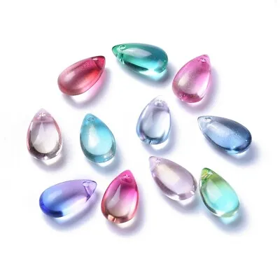 £3.89 • Buy 15x Teardrop Glass Beads Charms Pear Shaped Jewellery Making Craft 13.5mm X 8mm