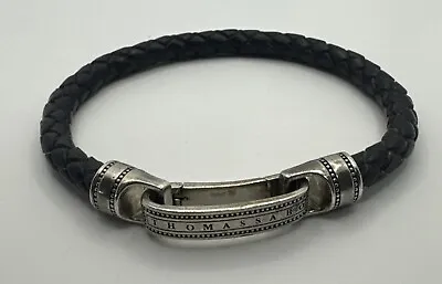 Genuine THOMAS SABO Black Leather Bracelet Sterling Silver 925 • $159