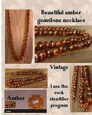 Vintage Amber Beaded Necklace 22  • $10