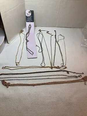 Lot Of 10 Small Thin Goldtone Silvertone Plain Chain Necklaces • $5